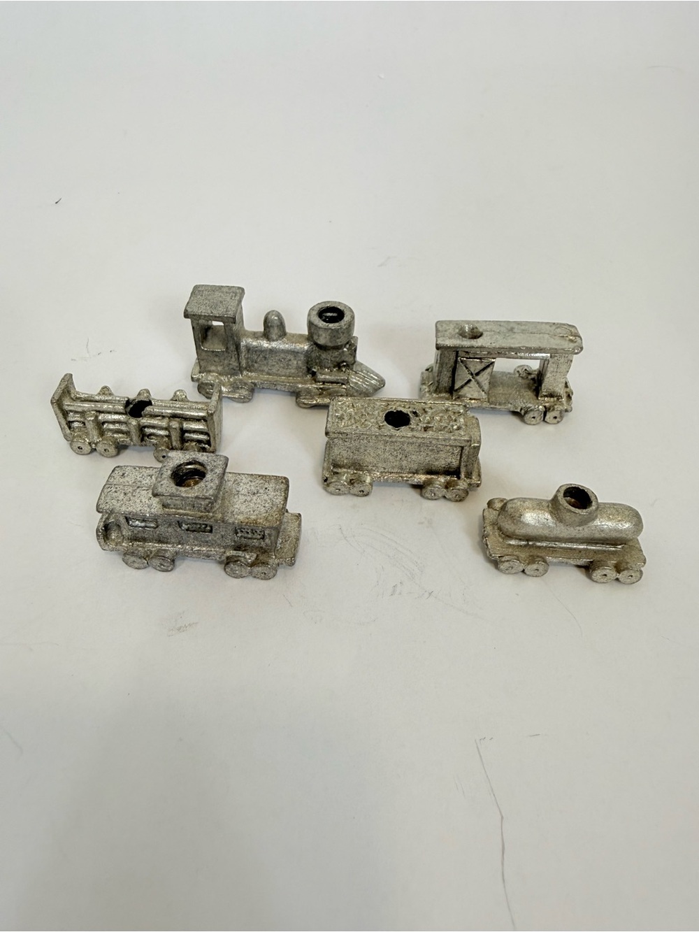 Vintage Metzke Pewter Train Birthday Candle Holders 1984 6 Pieces